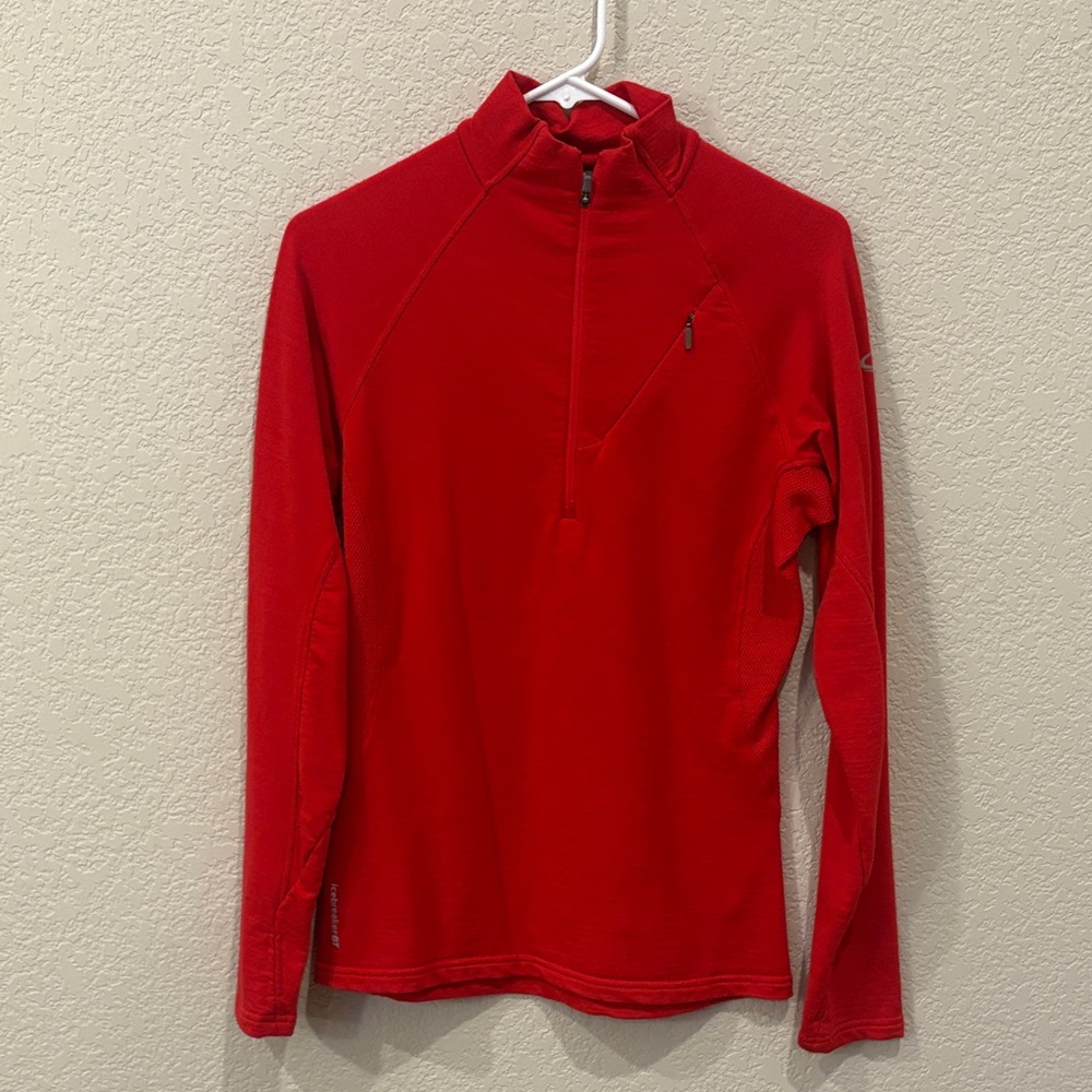Icebreaker Merino Red Quarter-Zip Pullover - Women’s L